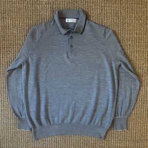 Brunello Cucinelli Cashmere Gray Gray Long Sleeve Polo (Size M, Fits like a S)